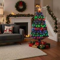 Shatchi 3Ft/90cm Multicolour 8 Modes Fibre Optic Christmas Tree LED Pre-Lit in Green | Size: 3ft