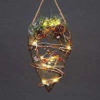 Shatchi Green Wooden LED Heart Hanging Ornament Christmas Holiday Home dcor with 15 Warm white in Natural