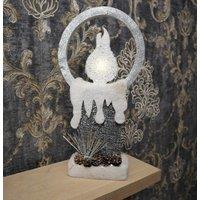 Shatchi 41Cm Christmas Pre Lit Candle Battery Operated Glitter Foam Snow Covered Finish Table Decoration Grey