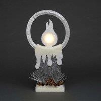 Shatchi 31Cm Christmas Pre Lit Candle Battery Operated Glitter Foam Snow Covered Finish Table Decoration Red, Grey