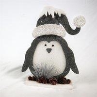 Shatchi 42cm Grey Penguin Christmas Tabletop Figures Window Wall Door Holiday Home Xmas Glitter Foam Showpiece Decorations