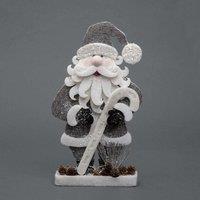 Shatchi 32cm Grey Santa Christmas Tabletop Figures Window Wall Door Holiday Home Xmas Glitter Foam Showpiece Decorations