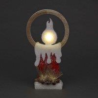 Shatchi 41Cm Christmas Pre Lit Candle Battery Operated Glitter Foam Snow Covered Finish Table Decoration Red