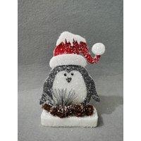 Shatchi 20cm Red Penguin Christmas Tabletop Figures Glitter Foam Showpiece Decorations