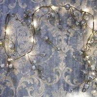 Shatchi 150cm Pre-Lit Hanging Garland Decorations Silver Bells with 20 Warm White LEDs