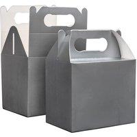 Shatchi 20Pcs Silver Colour Cardboard Lunch Carry Meal Food Cake Party Box Childrens Loot Bags