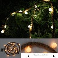 Shatchi Christmas Hemp Rope Silhouette LED Bulb Lights Xmas Decoration Battery Operated Holiday Garden Home Wall Room Hanging in Black