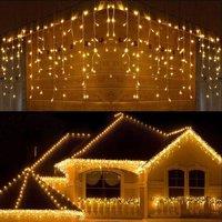 Shatchi 240 Warm White LED Icicle Christmas Lights - 8 Modes, Auto Timer in Yellow