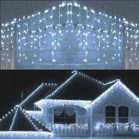Shatchi 240 Cool White LED Icicle Christmas Lights - 8 Modes, Auto Timer