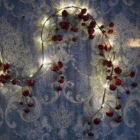 Shatchi 150cm Pre-Lit Hanging Garland Decorations Red Bells with 20 Warm White LEDs Christmas Home Wall Door