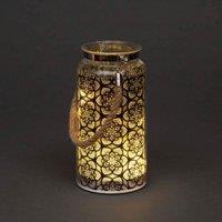 Shatchi 20cm Christmas Decorated Jar Table Flowers Design Black Lantern