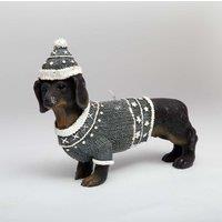 Shatchi 20x14cm Dachshund Wiener Figurine Room Aesthetic Cute Dog Shaped Decorative Candle Gifts for Animal Lover, Wax, Black in Grey | Size: 20x14 cm