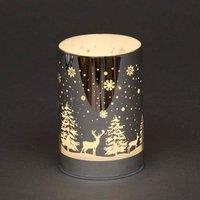 Shatchi 13cm Christmas Decorated Vase Table Forest Scene Silver