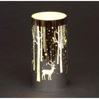 Shatchi 18cm Christmas Decorated Vase Table Deer Scene Silver