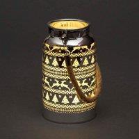 Shatchi 16cm Christmas Decorated Jar Table Skandi Design Silver Lantern