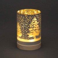 Shatchi 15cm Christmas Decorated Vase Table Forest Snowfall Scene Silver