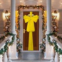 Shatchi Christmas Door Bow - 9m Giant Bow Door Cover - Front Door Decorations for Xmas Wedding, Baby Shower Outside Home Decor in Gold