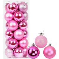 Shatchi 30mm/12Pcs Christmas Baubles Shatterproof Pink, Tree Decorations in Pink