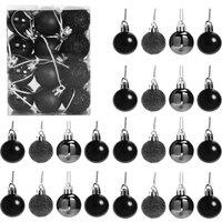 Shatchi 30mm/12Pcs Christmas Baubles Shatterproof Black, Tree Decorations in Black