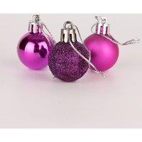 Shatchi 30mm/12Pcs Christmas Baubles Shatterproof Purple, Tree Decorations in Purple