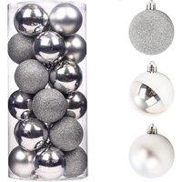 Shatchi 50mm/9Pcs Christmas Baubles Shatterproof Silver, Tree Decorations in Silver