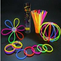 Shatchi 8Inches Glow in the Dark: 100 Glowsticks Bracelets with Connectors - Illuminate Your Fun