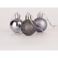 Shatchi 30mm/12Pcs Christmas Baubles Shatterproof Dark Grey, Tree Decorations in Dark Grey