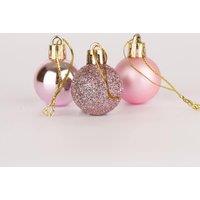 Shatchi 30mm/12Pcs Christmas Baubles Shatterproof Pale Pink, Tree Decorations in Pale Pink