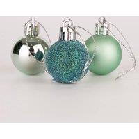 Shatchi 30mm/12Pcs Christmas Baubles Shatterproof Turquoise, Tree Decorations in Turquoise