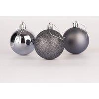 Shatchi 50mm/12Pcs Christmas Baubles Shatterproof Dark Grey, Tree Decorations in Dark Grey