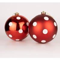 Shatchi 50mm/12Pcs Christmas Baubles Shatterproof Red White Polka Dots, Tree Decorations