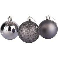 Shatchi 10cm/3Pcs Christmas Baubles Shatterproof Dark Grey, Tree Decorations in Dark Grey