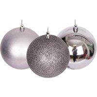 Shatchi Christmas Decorations Baubles mid grey 10cm 3pcs set pvc