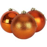Shatchi 10cm/3Pcs Christmas Baubles Shatterproof Rose Gold, Tree Decorations in Rose Gold