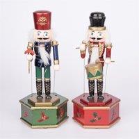 Shatchi Musical Box Wooden Nutcrackers Soldiers Figures Animated Clockwork Puppet Figurines Christmas Decoration 30cm