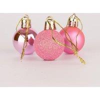 Shatchi 30mm/24Pcs Christmas Baubles Shatterproof Pink, Tree Decorations in Pink