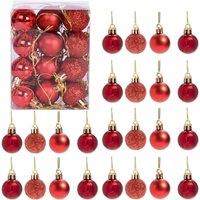 Shatchi 30mm/24Pcs Christmas Baubles Shatterproof Red, Tree Decorations in Red