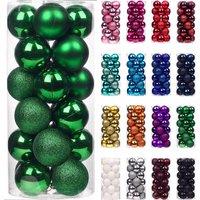 Shatchi 30mm/24Pcs Christmas Baubles Shatterproof Dark Green, Tree Decorations in Dark Green