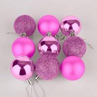 Shatchi 50mm/18Pcs Christmas Baubles Shatterproof Pink, Tree Decorations in Pink