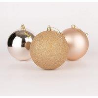 Shatchi 60mm/18Pcs Christmas Baubles Shatterproof Champagne Gold, Tree Decorations in Cream