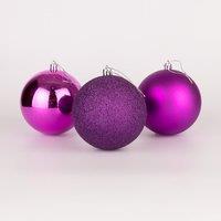 Shatchi 10cm/6Pcs Christmas Baubles Shatterproof Purple, Tree Decorations in Purple