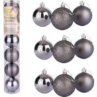 Shatchi Christmas Decoration Baubles Shatterproof Dark Grey, Tree Decorations 15cm/3Pcs in Dark Grey