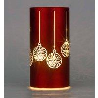 Shatchi 22cm Christmas Decorated Vase Led Red Glass Vase / Baubles