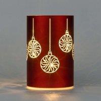 Shatchi 17cm Christmas Decorated Vase Led Red Glass Vase / Baubles