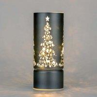 Shatchi 22cm Christmas Decorated Vase Led Grey Glass Vase / Christmas Tree