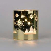 Shatchi 12cm Christmas Decorated Vase Led Gold Glass Vase / Trees