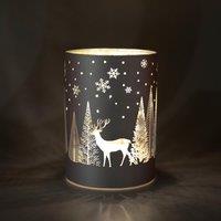 Shatchi 14cm Christmas Decorated Vase Led Silver Glass Vase / Forest
