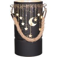 Shatchi 22cm Christmas Decorated Jar Led Black Glass Vase / Moon / Stars