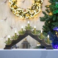 Shatchi Battery Operated Plastic Brass Finish Candle Bridge - H30xW50xD6.5cm in Green