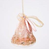 Shatchi 3Pcs Light Pink Santa Bell 8x10cm - Christmas Tree Hanging Decorations Ornaments Fairy Tale | Size: 8x10 cm
